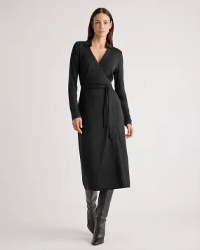 100% Silk Jersey Midi Wrap Dress