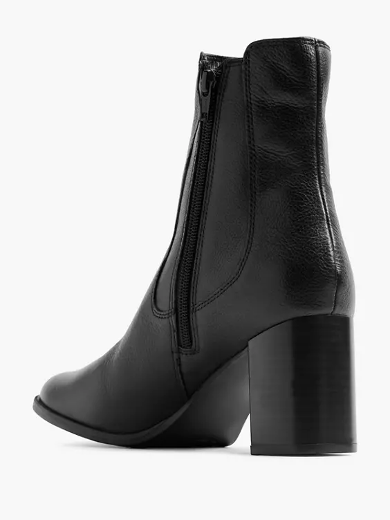 5th Avenue  Black Leather Heeled Chelsea Boot