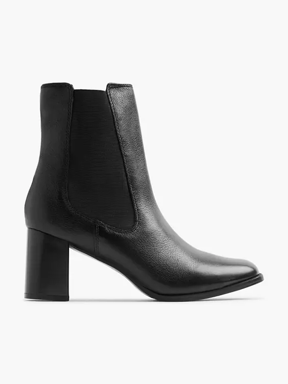 5th Avenue  Black Leather Heeled Chelsea Boot