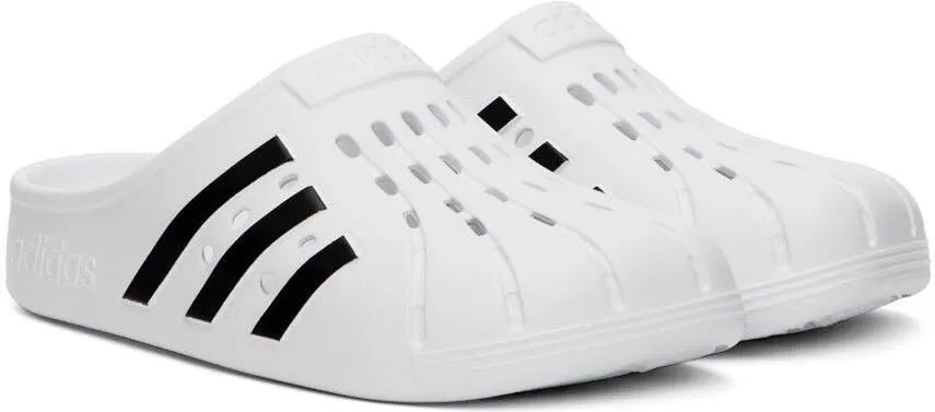 Adidas Originals White & Black Adilette Clog Sandals