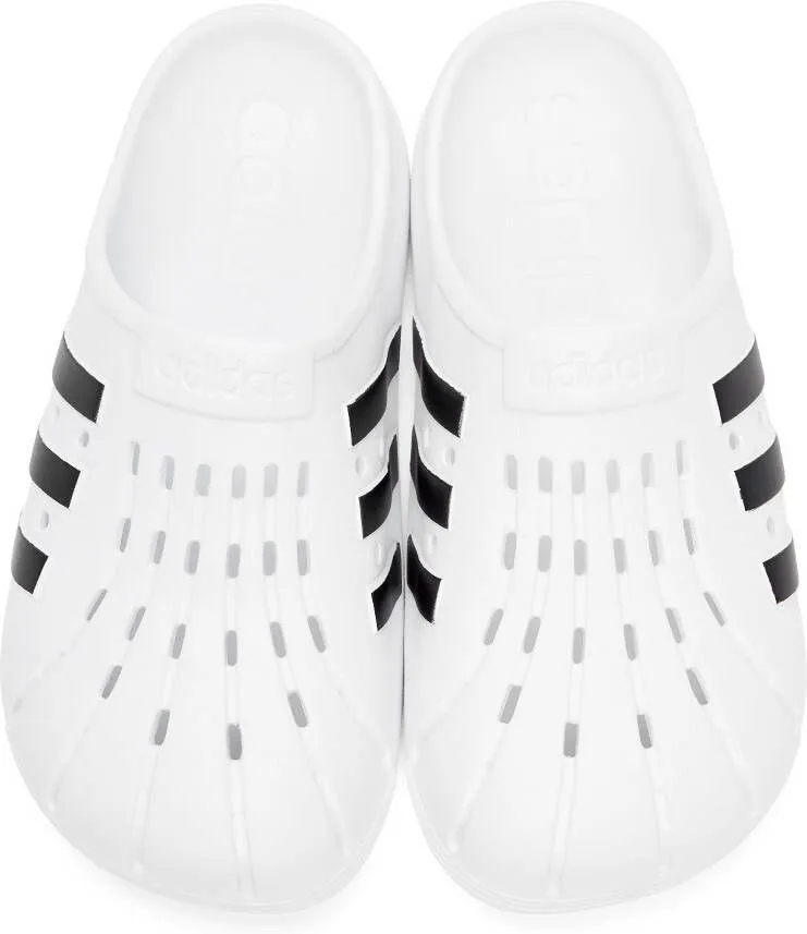 Adidas Originals White & Black Adilette Clog Sandals