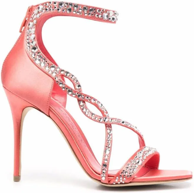 Alexander McQueen crystal-embellished wrap sandals Pink