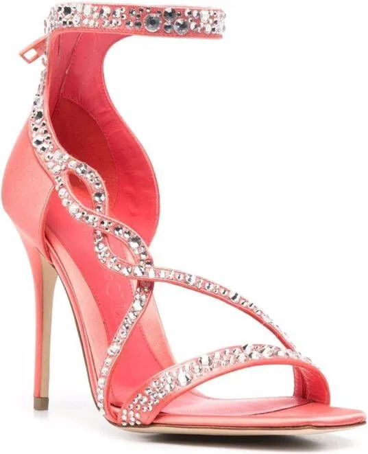 Alexander McQueen crystal-embellished wrap sandals Pink