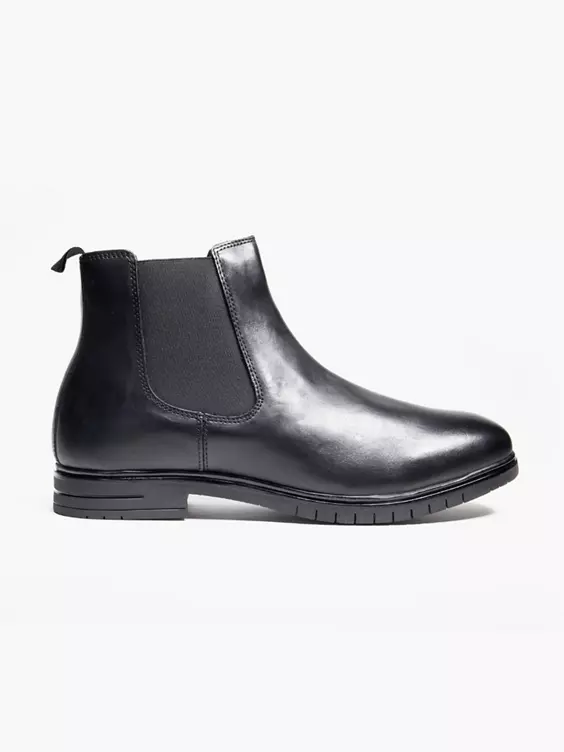 AM SHOE  Mens Black Leather Chelsea Boot