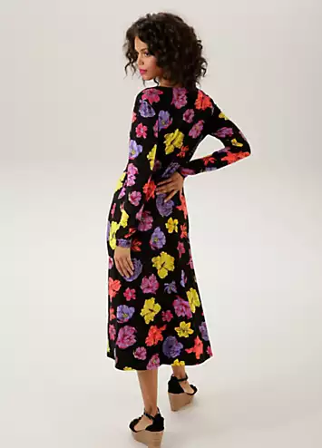 Aniston Floral Print Long Sleeve Wrap Midi Dress | Grattan