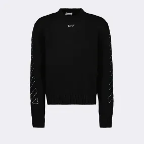 Arrow Stitch Black Pullover