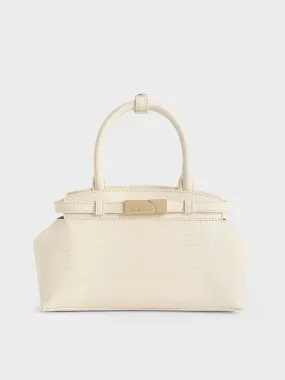 Aurelia Croc-Effect Metallic-Accent Elongated Tote - Cream