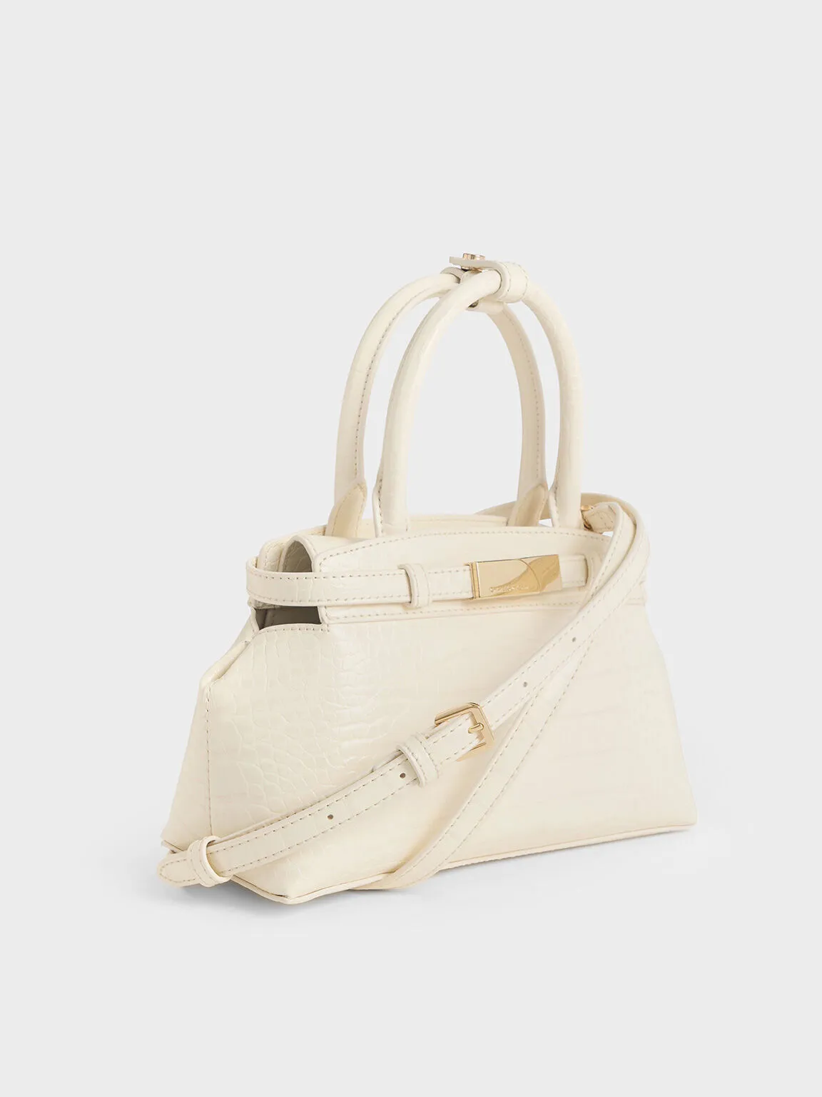 Aurelia Croc-Effect Metallic-Accent Elongated Tote - Cream