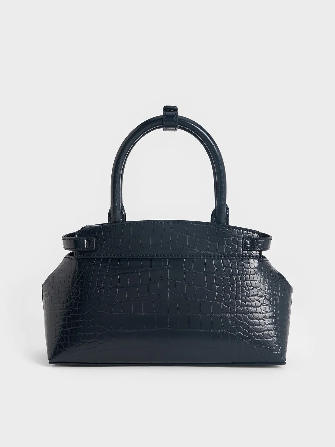 Aurelia Croc-Effect Metallic-Accent Elongated Tote - Navy