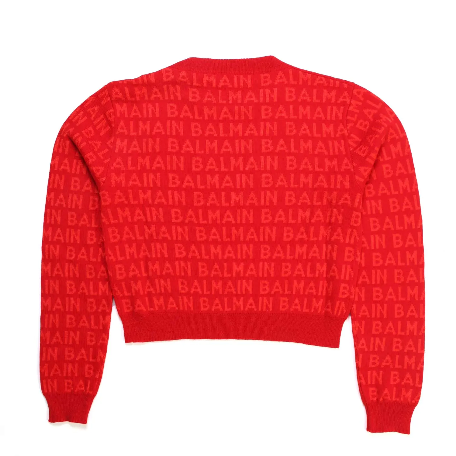 Balmain Red Pullover With Jacquard Logos For Teen Girls