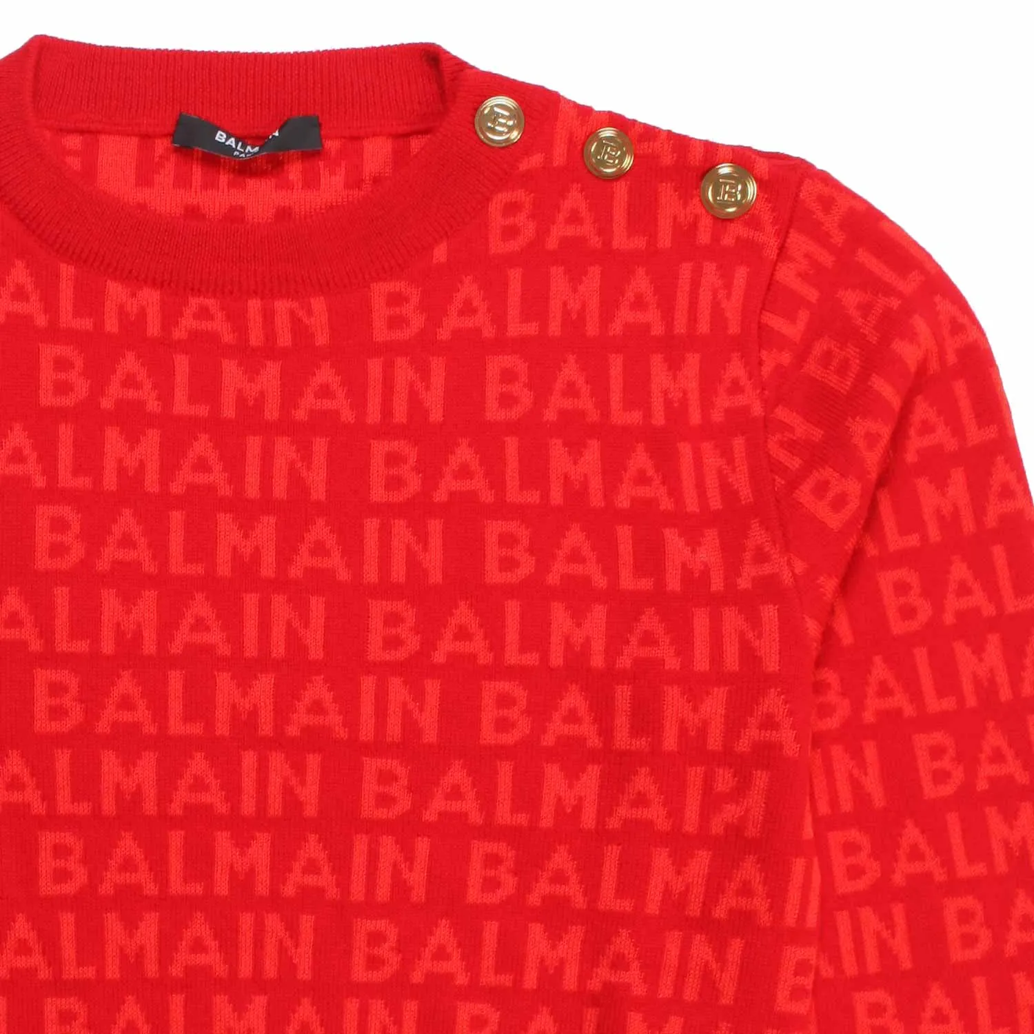 Balmain Red Pullover With Jacquard Logos For Teen Girls