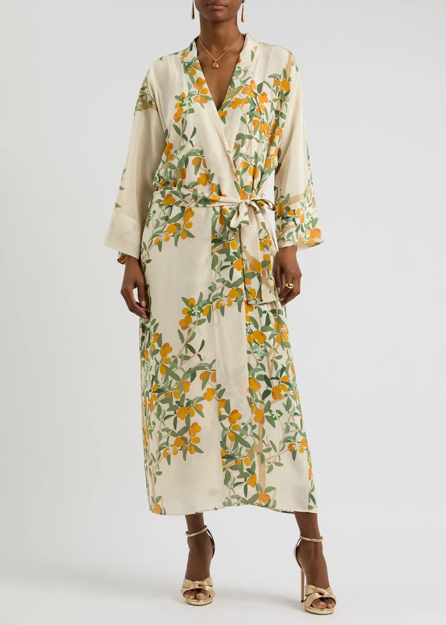 BERNADETTE Peignoir printed silk wrap dress -                         -                     -                