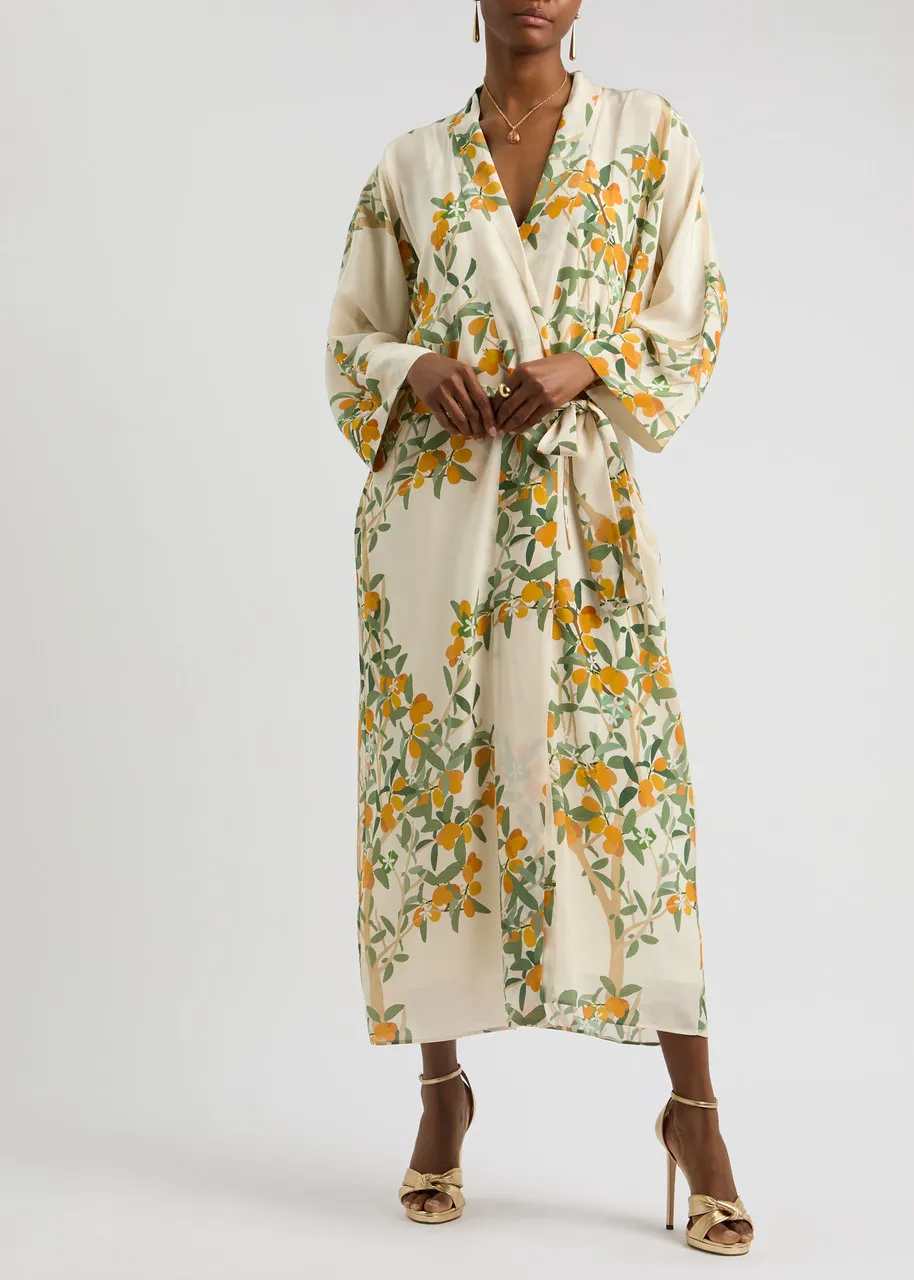 BERNADETTE Peignoir printed silk wrap dress -                         -                     -                