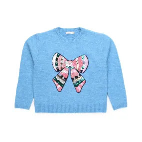 Billieblush Light Blue Pullover With Sequins For Girls