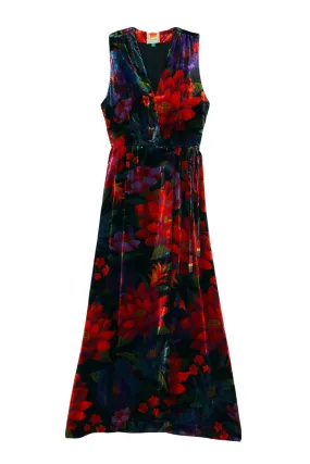 --Black Flower Season Maxi Wrap Dress-