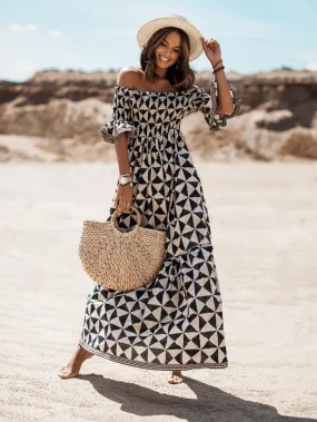 Boho Dress Strapless Half Sleeves Beach Dress