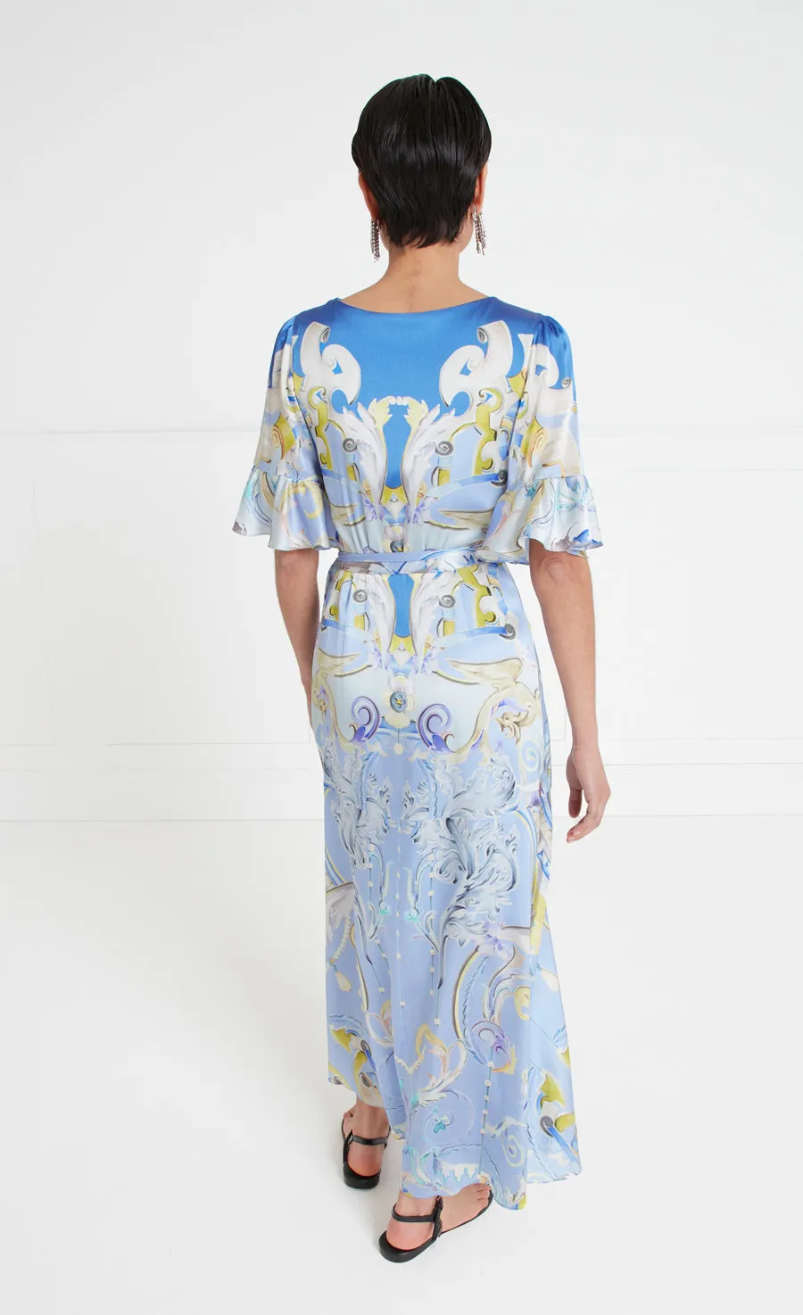 Carline Print Wrap Dress - Vista Blue