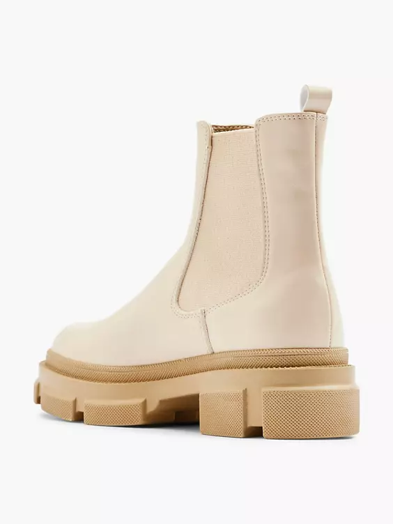 Catwalk  Beige Stretch Panel Chelsea Boot with Contrasting Sole