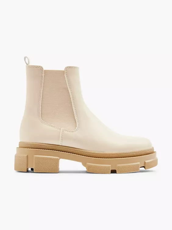 Catwalk  Beige Stretch Panel Chelsea Boot with Contrasting Sole