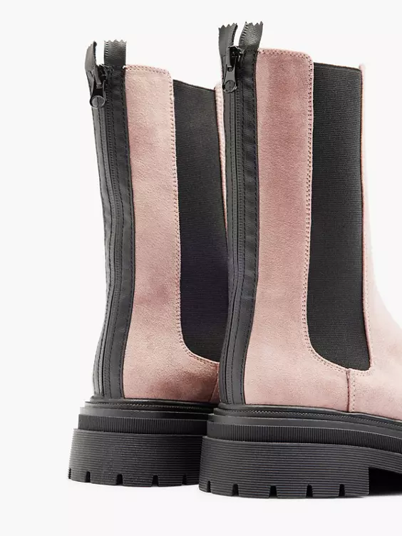 Catwalk  Pink Chelsea Boot with Black Panelling