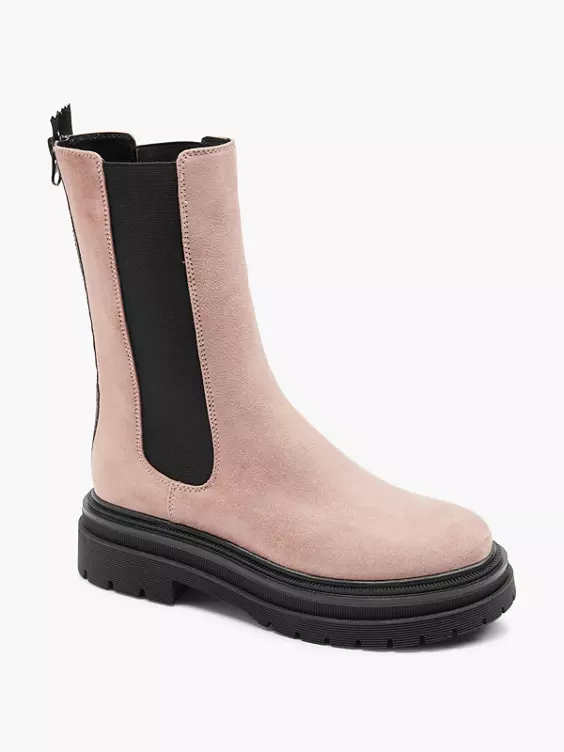 Catwalk  Pink Chelsea Boot with Black Panelling