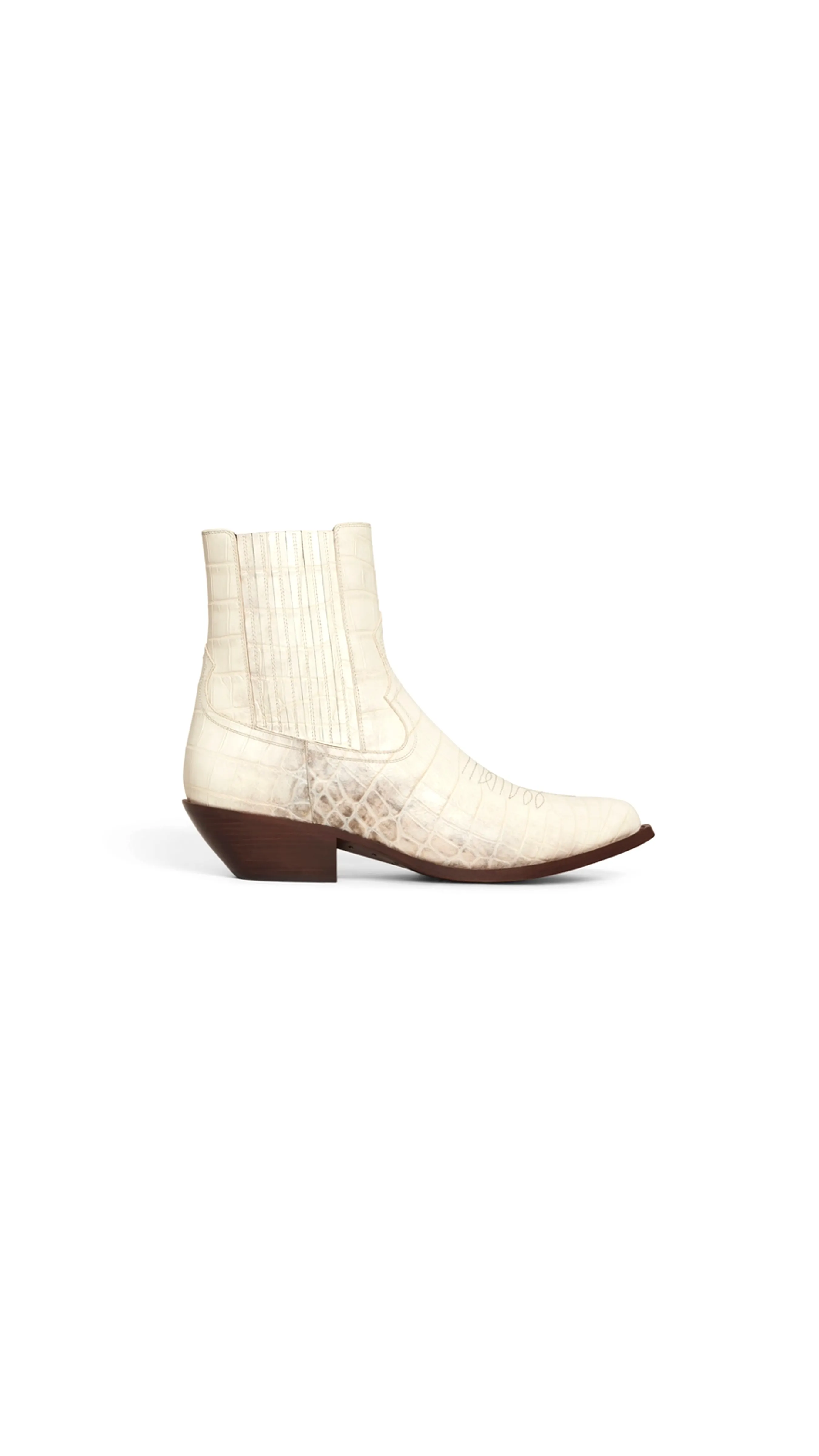 Celine Leon Chelsea Boot In Crocodile Stamped Calfskin - Natural