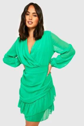 Chiffon Ruffle Wrap Dress