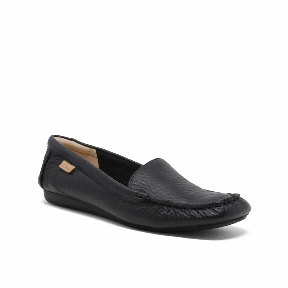 CLARKS Freckle Walk Moccasins Black Leather