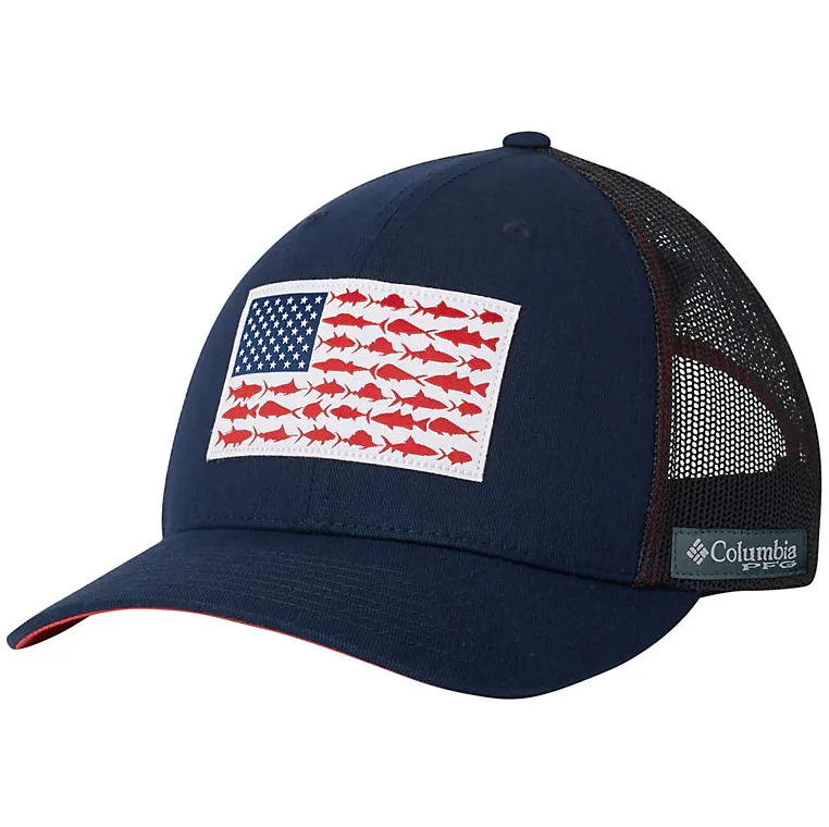 Columbia PFG Mesh Snap Back Fish Flag Ball Cap