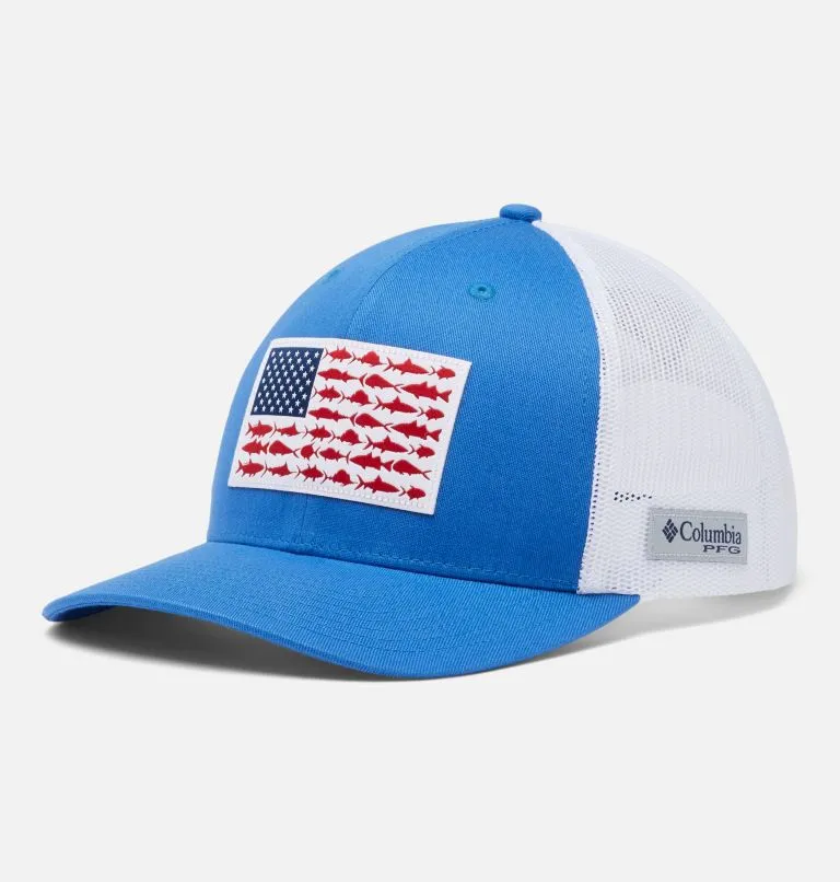 Columbia PFG Mesh Snap Back Fish Flag Ball Cap