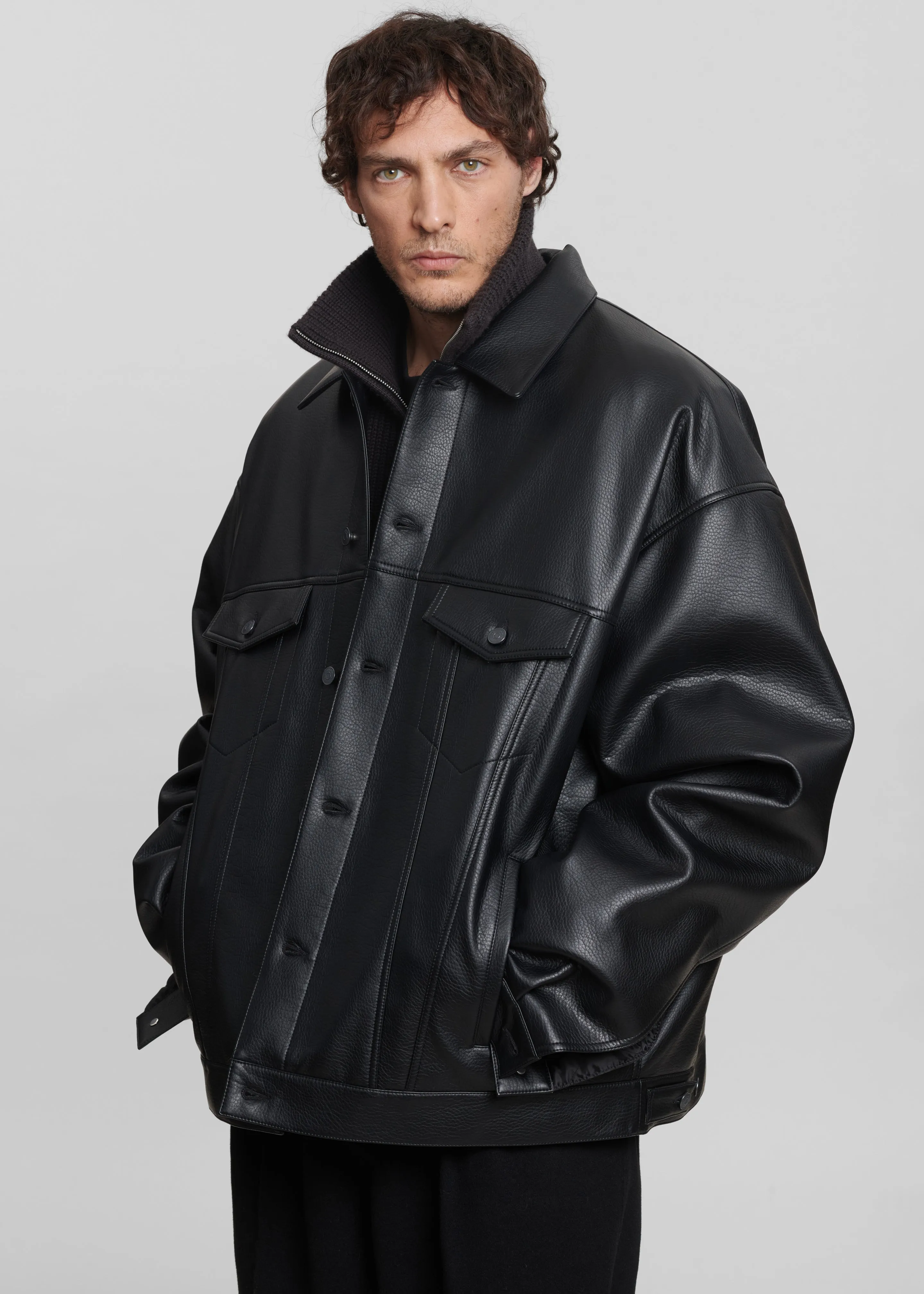 Conan Faux Leather Jacket - Black