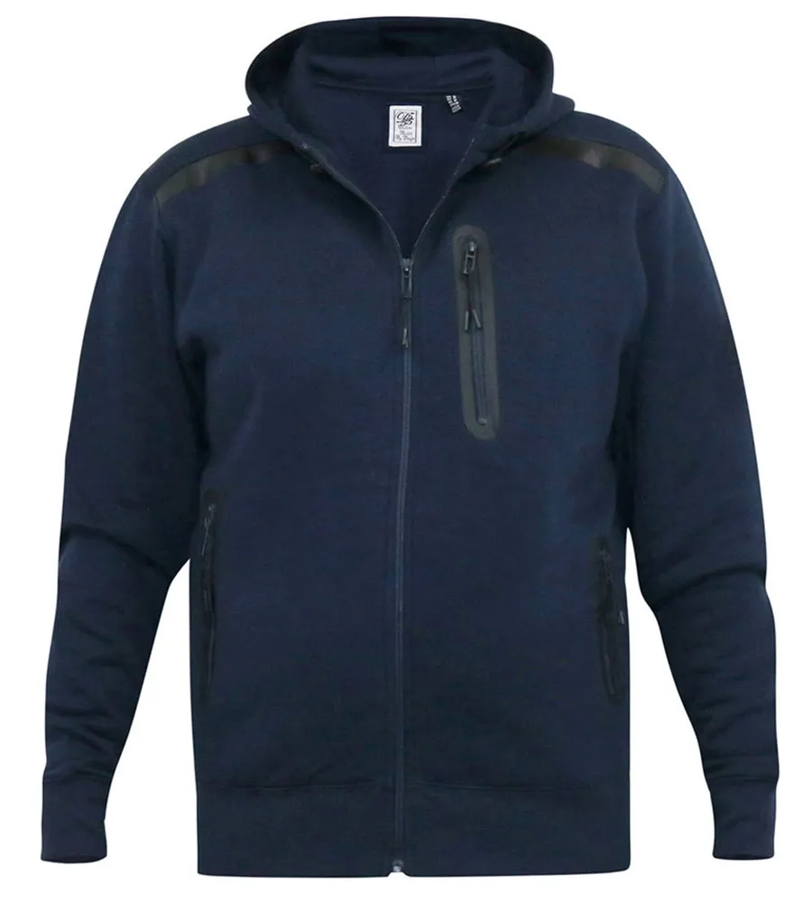 D555 Big Mens Navy Couture Hoodie With Reversed Zips (GABRIEL)