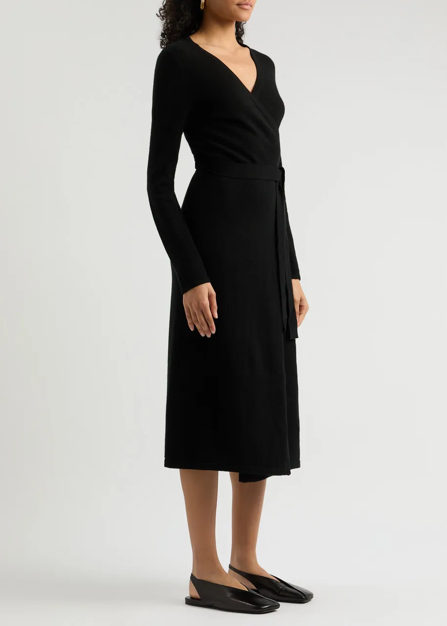 DIANE VON FURSTENBERG Astrid wool-blend midi wrap dress  -                         -                     -                