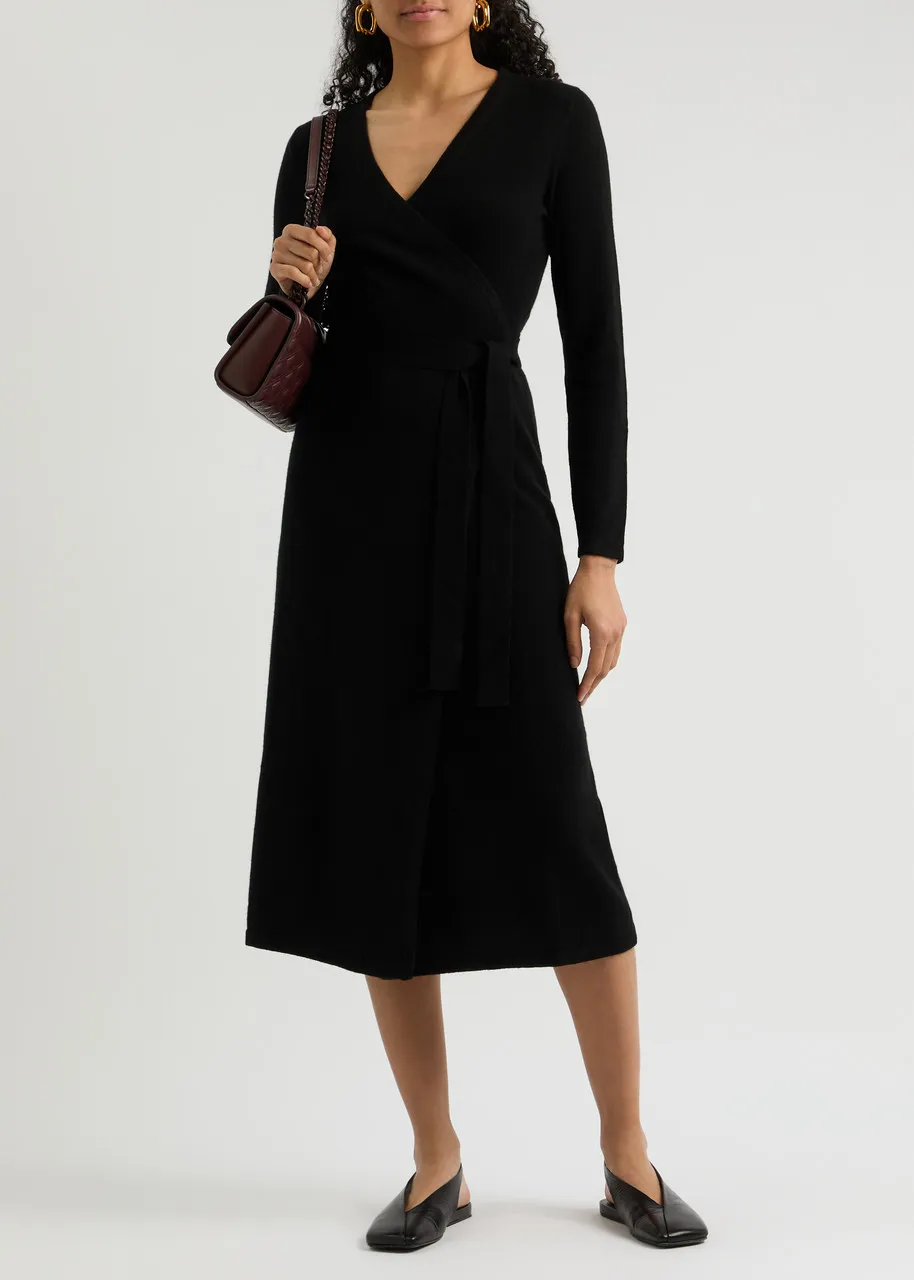 DIANE VON FURSTENBERG Astrid wool-blend midi wrap dress  -                         -                     -                