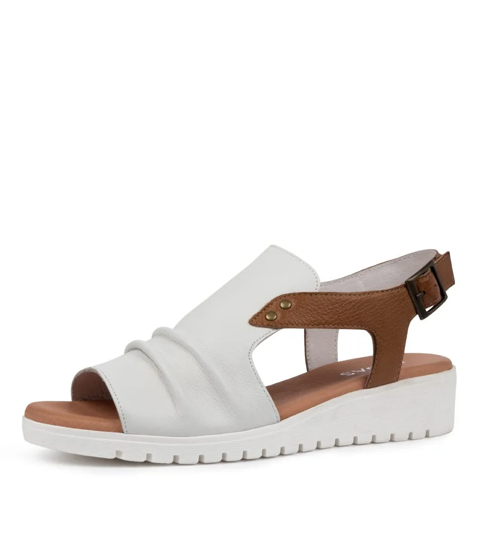 DJANGO & JULIETTE Madis White Dark Tan Sandals