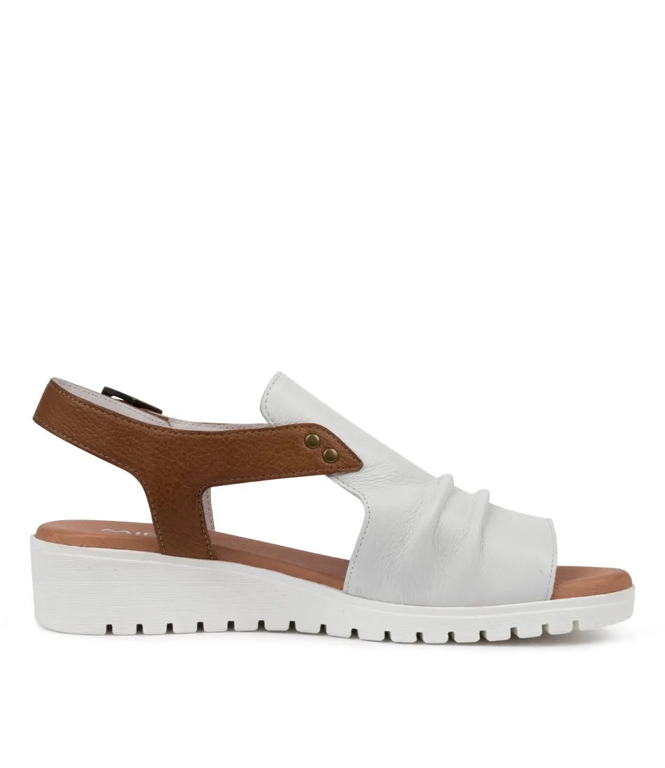 DJANGO & JULIETTE Madis White Dark Tan Sandals