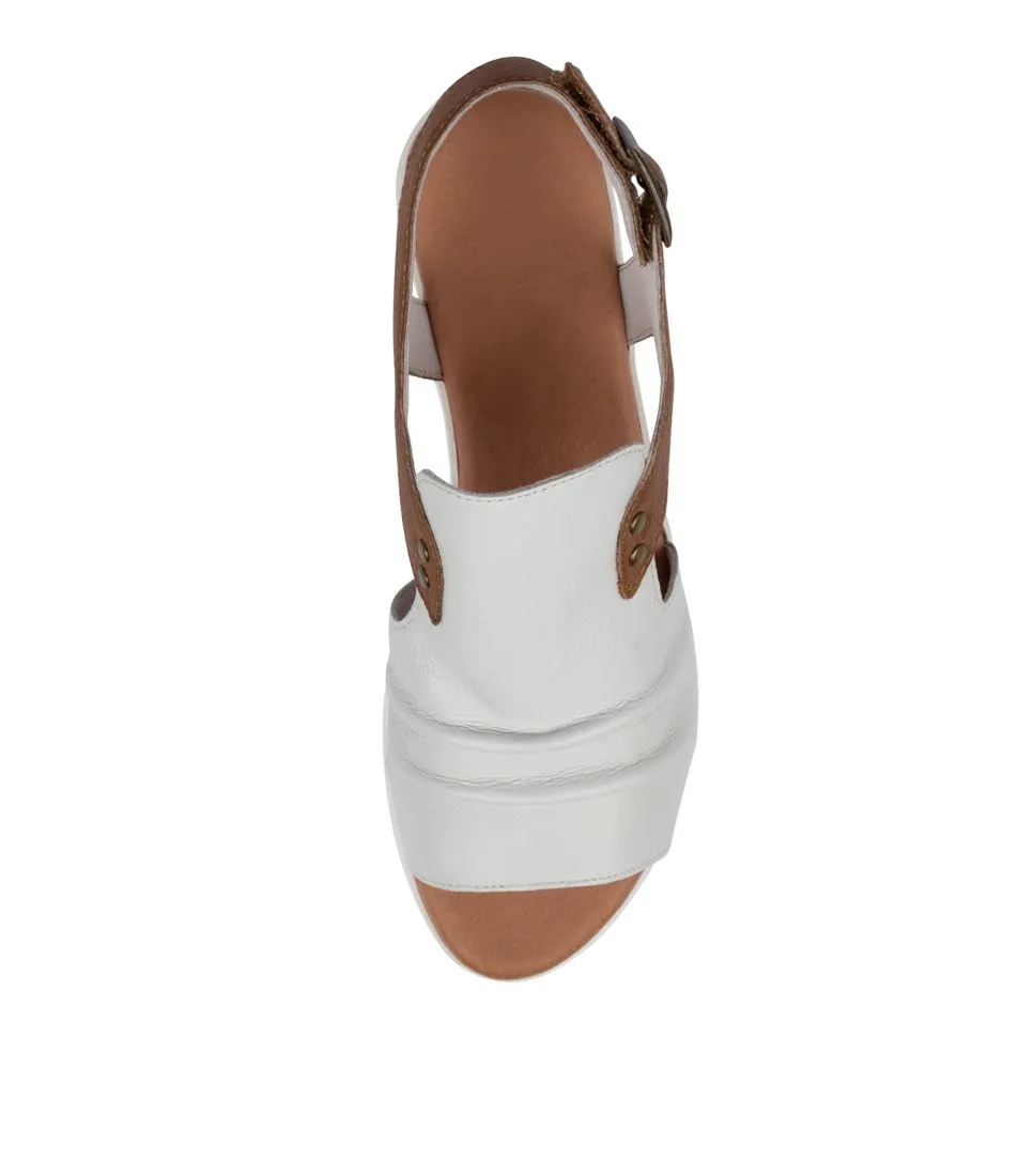 DJANGO & JULIETTE Madis White Dark Tan Sandals