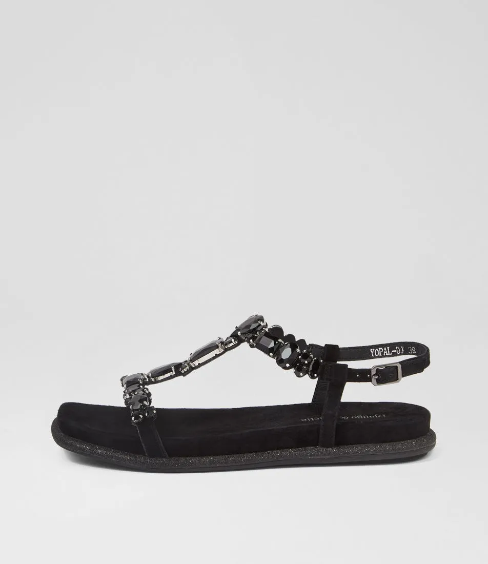 DJANGO & JULIETTE Yopal Black Suede Jewels Sandals