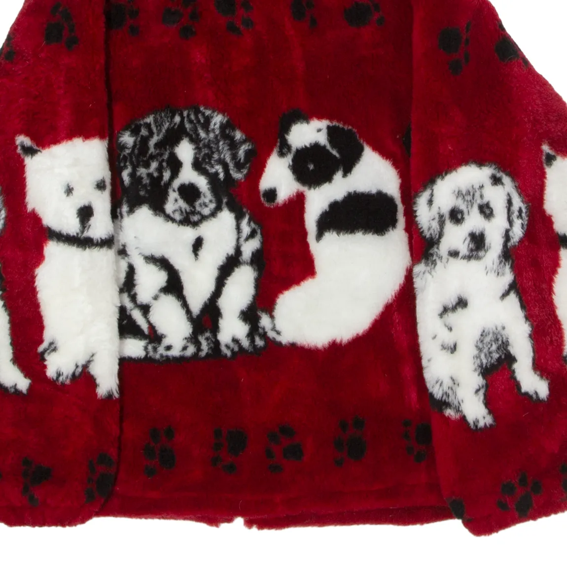 Dog Print Womens Fleece Jacket Red Crazy Pattern M