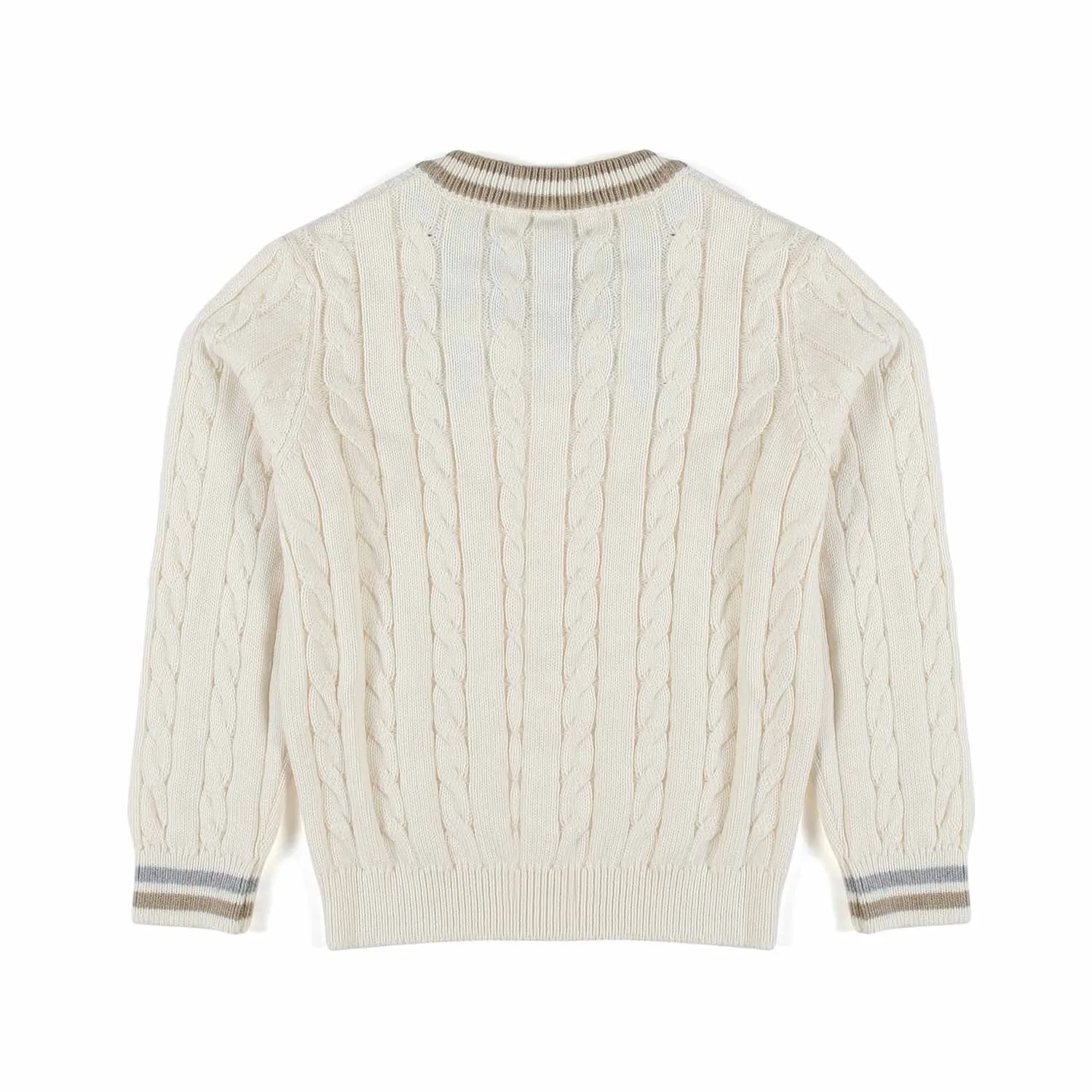 Eleventy Cream And Beige Cable Pullover For Boys