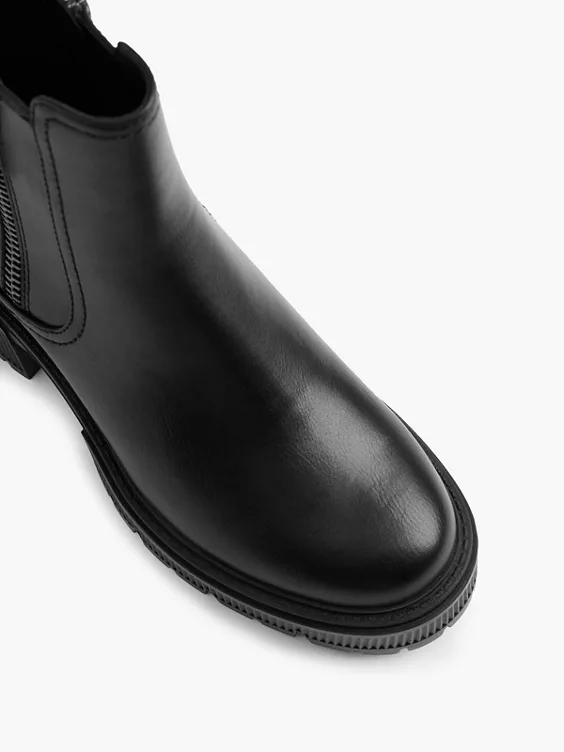 Esprit  Black Heeled Chelsea Boot with Zipper