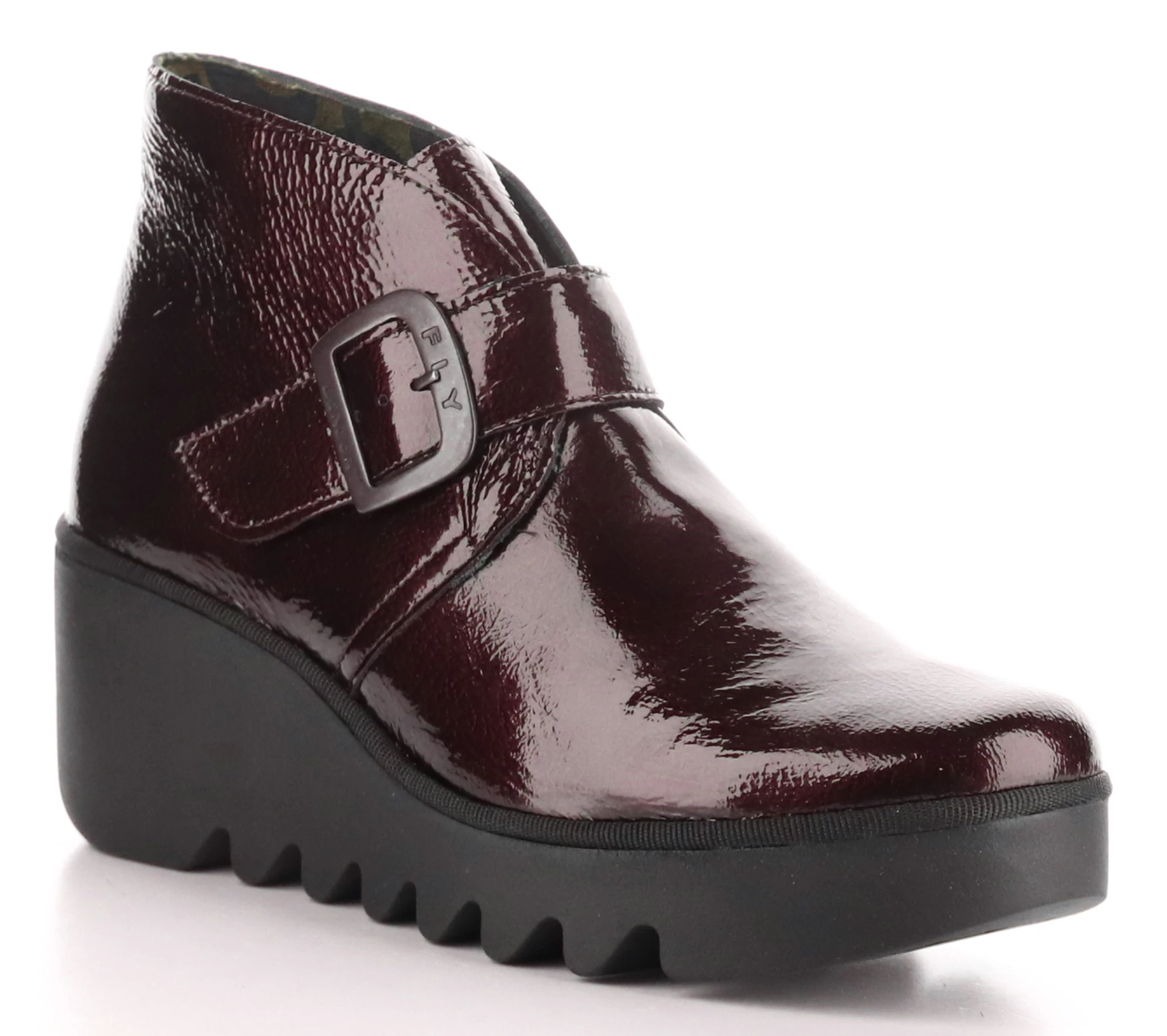 Fly London Patent Leather Wedge Ankle Boot- Birt