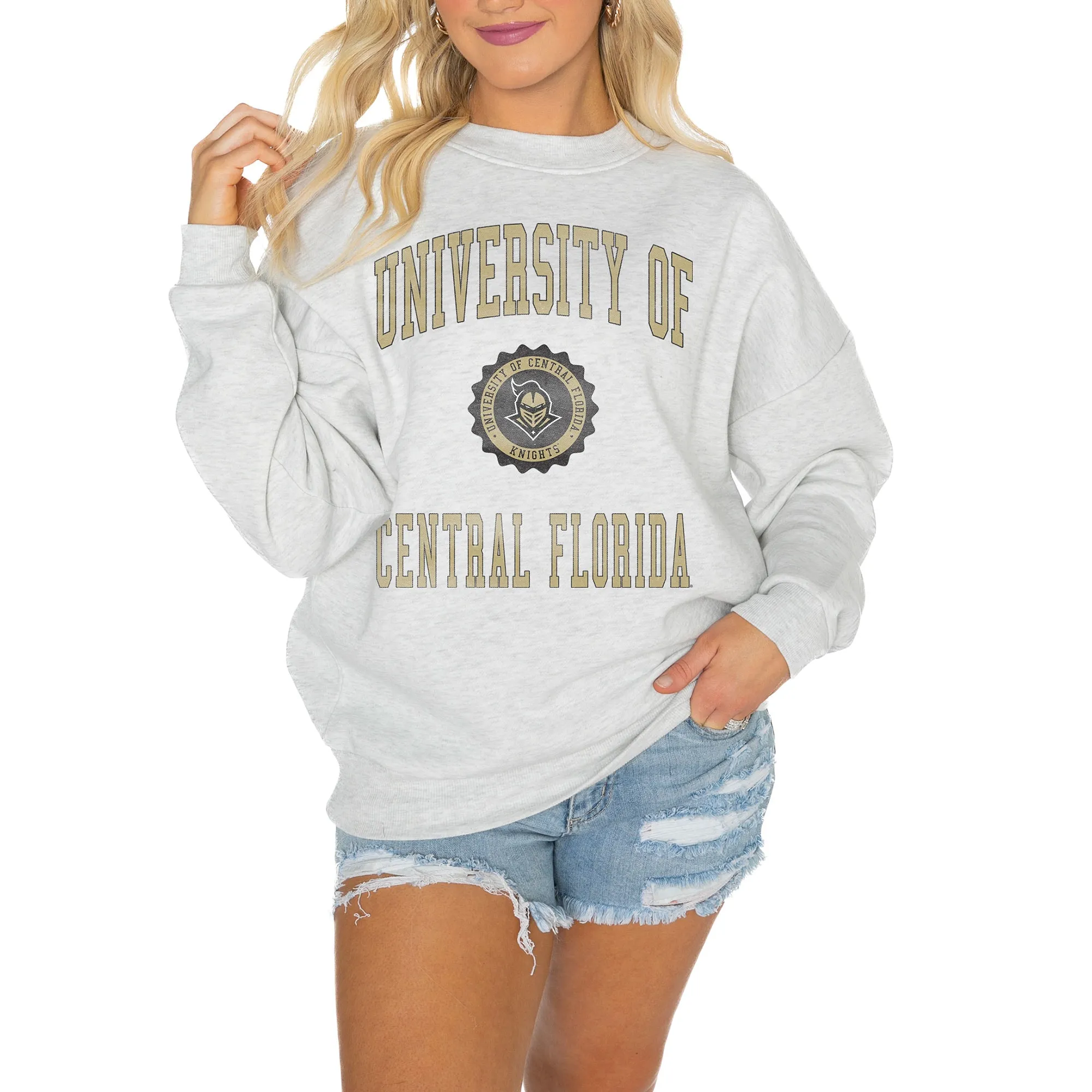 Gameday Couture UCF Knights Women's Steel Good Vibes Premium Fleece Drop Shoulder Pullover Sweatshirt