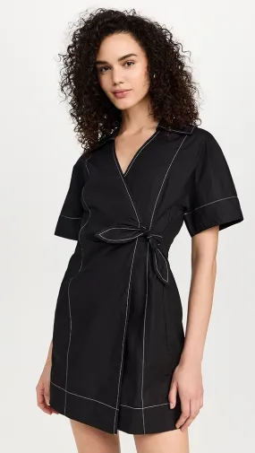 GANNI   Cotton Poplin Wrap Mini Dress 