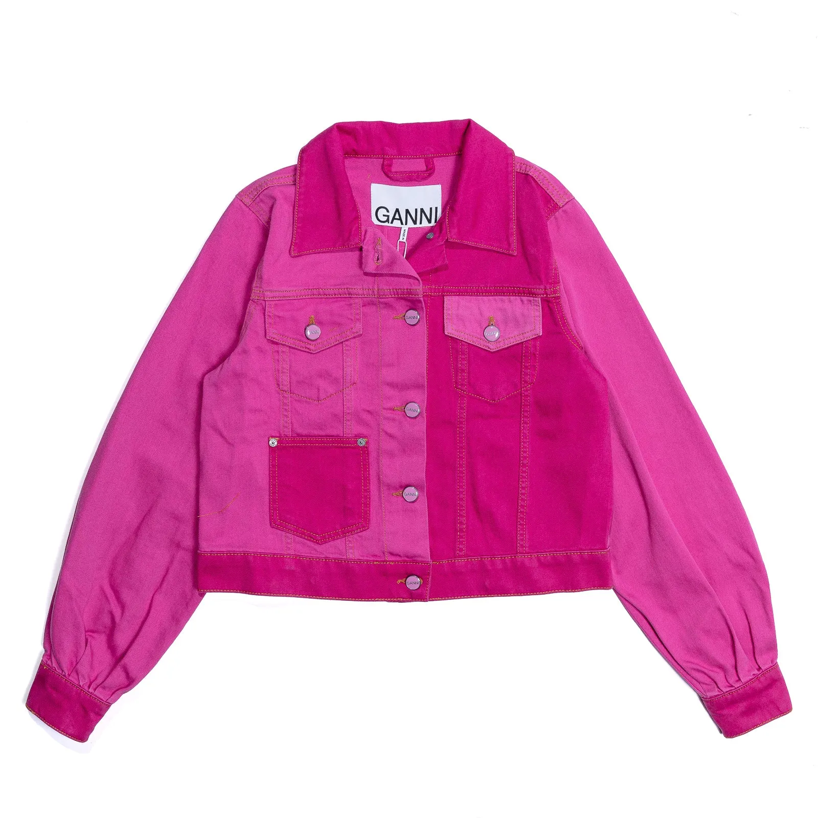 Ganni Overdyed Cutline Trucker Jacket 'Phlox Pink'