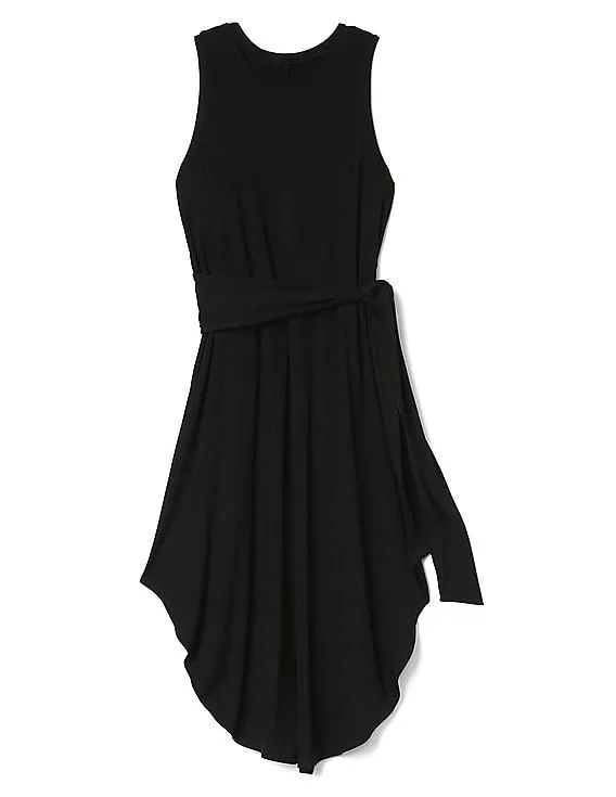 GAP Women Black Wrap-Belt Midi Dress