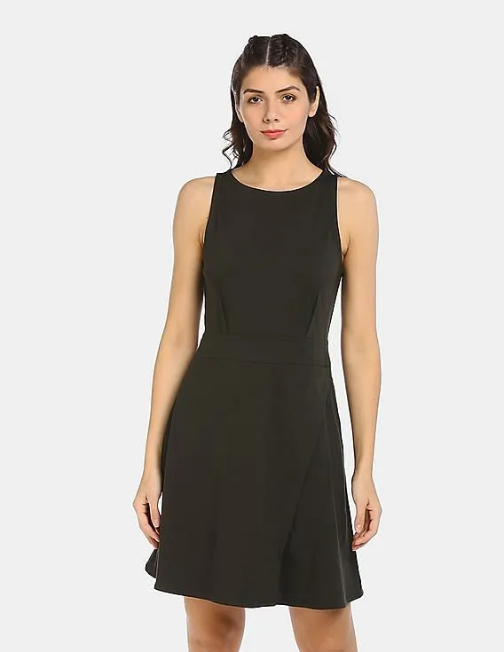 GAP Women Green Fit And Flare Wrap Dress