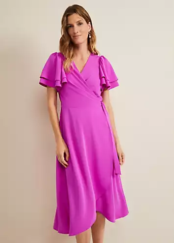 Gian Magenta Wrap Midi Dress by Phase Eight | Look Again