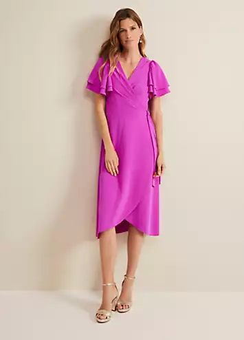 Gian Magenta Wrap Midi Dress by Phase Eight | Look Again