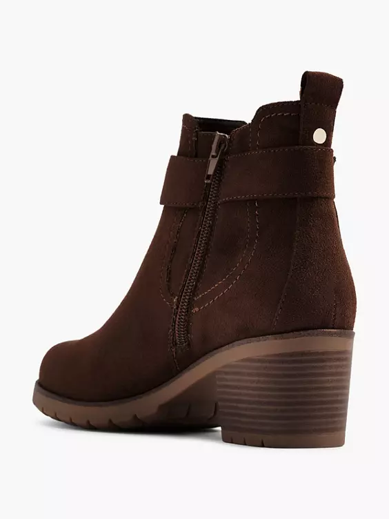 Graceland  Brown Heeled Chelsea Boot with Buckle Detail